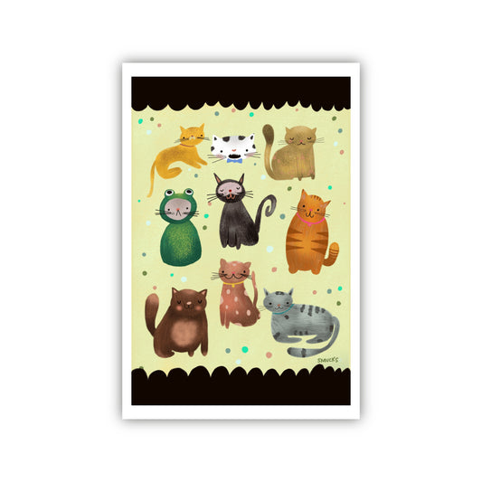 cat friends art print