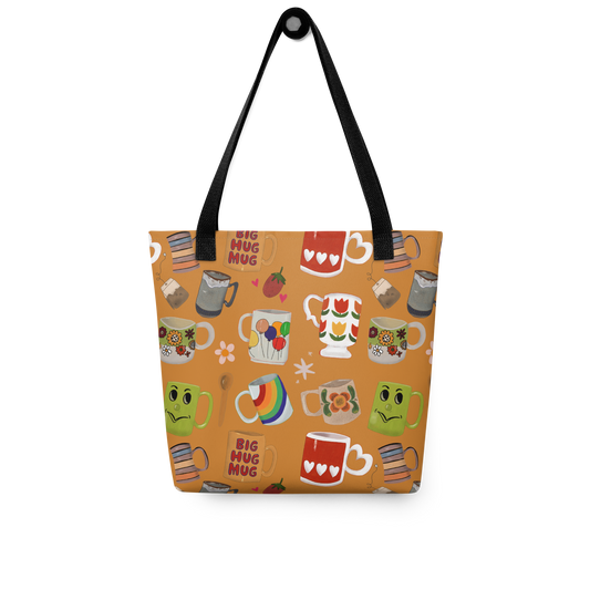 Totally Muggin' Vintage Mug Pattern Tote Bag