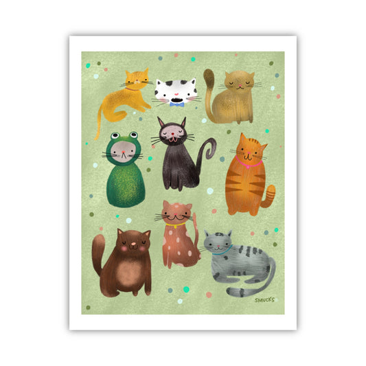 cat friends art print