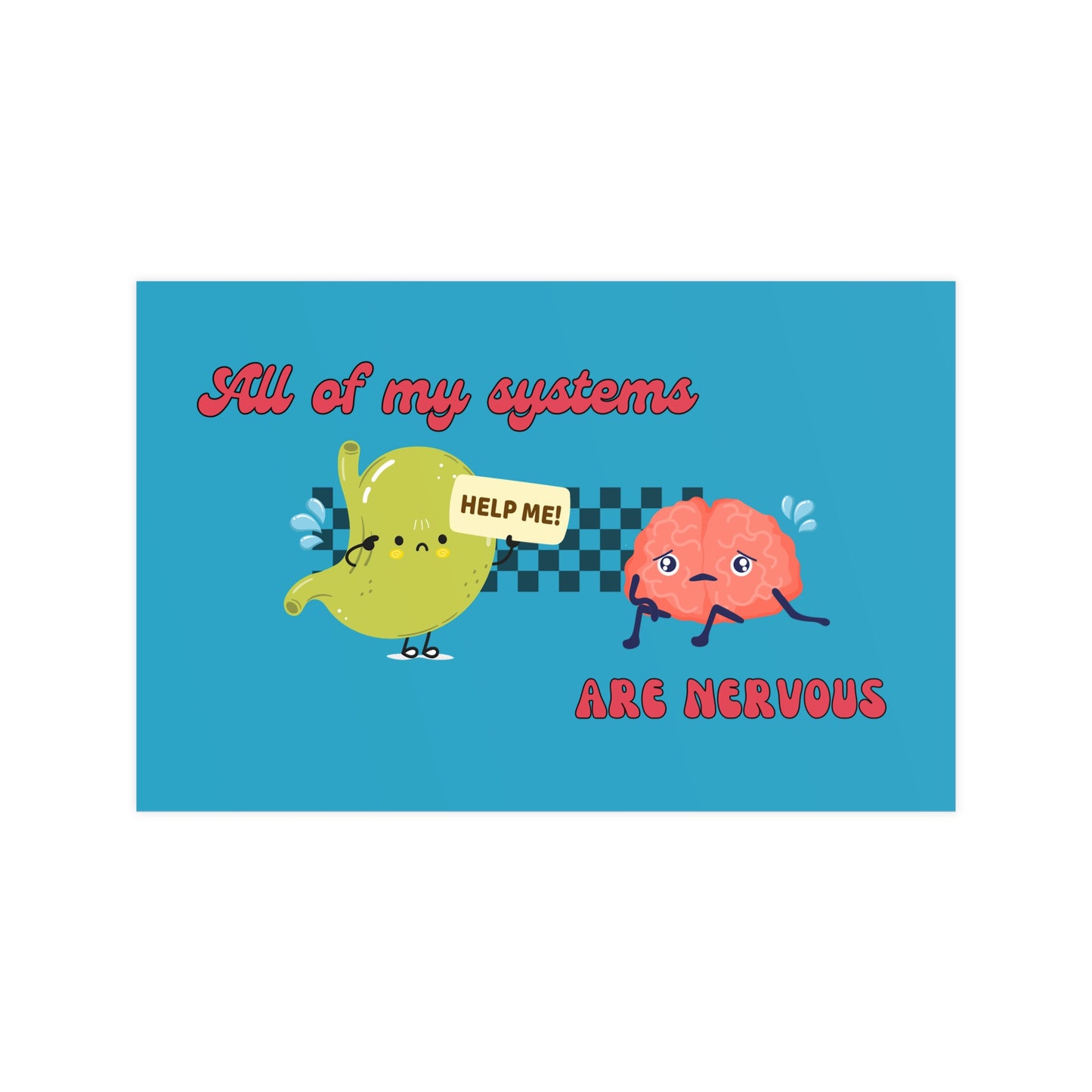 cute graphic brain and stomach poster