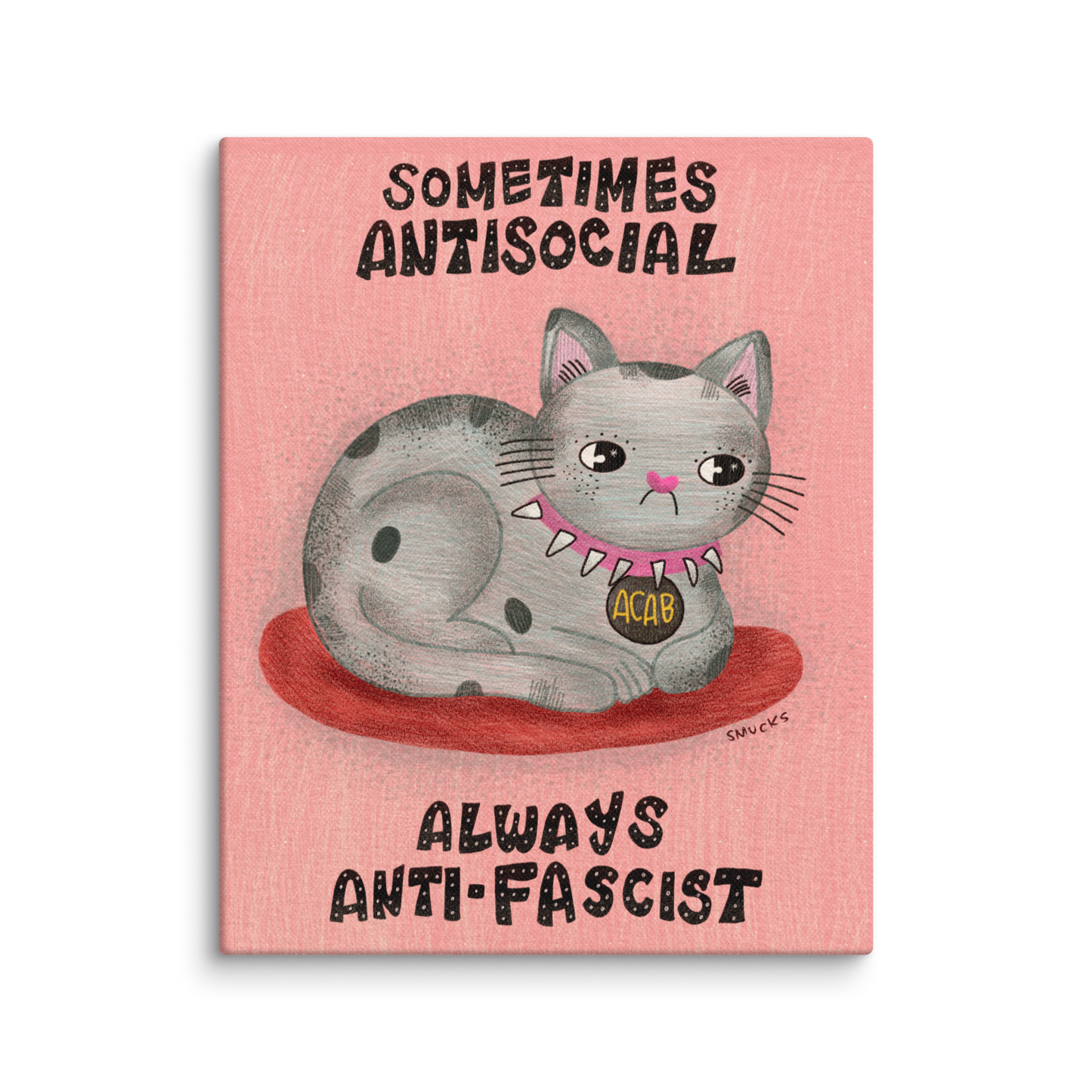 Sometimes Antisocial Always Anti-Fascist 8x10 Canvas Wall Art