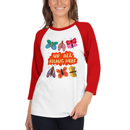 We All Belong Here Retro Unisex Baseball Tee