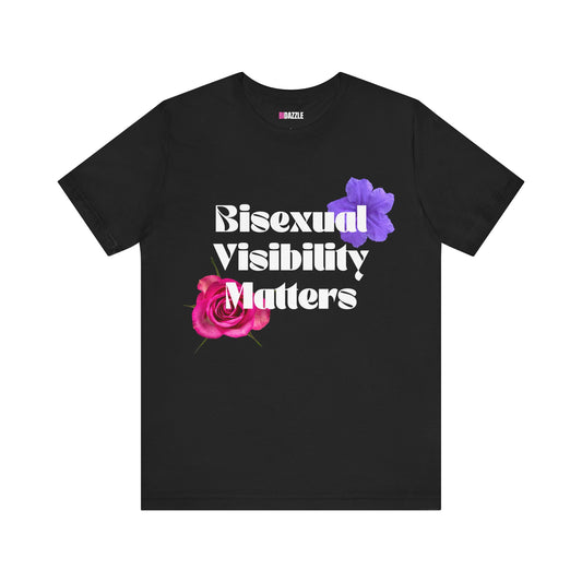 Bisexual Visibility Matters bi queer LGBTQ floral black unisex graphic tshirt