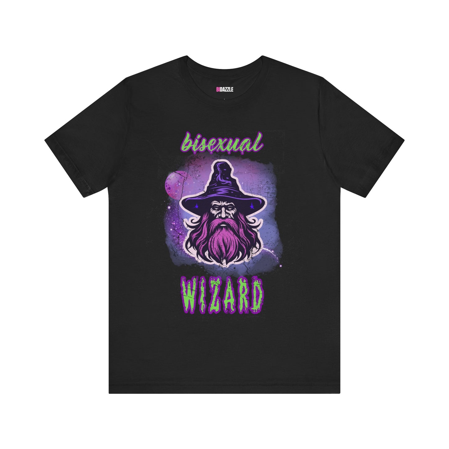 black fantasy art wizard gothic Bisexual Wizard bisexual pride unisex graphic tshirt