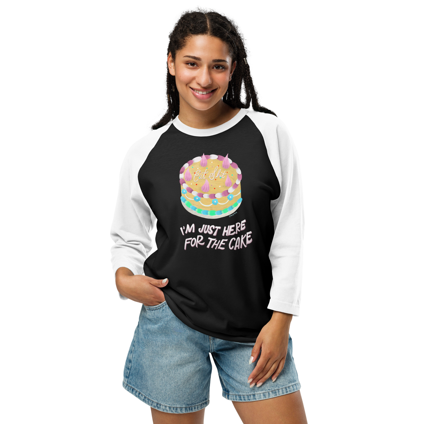 I'm Just Here For The Cake Retro Unisex Baseball Tee