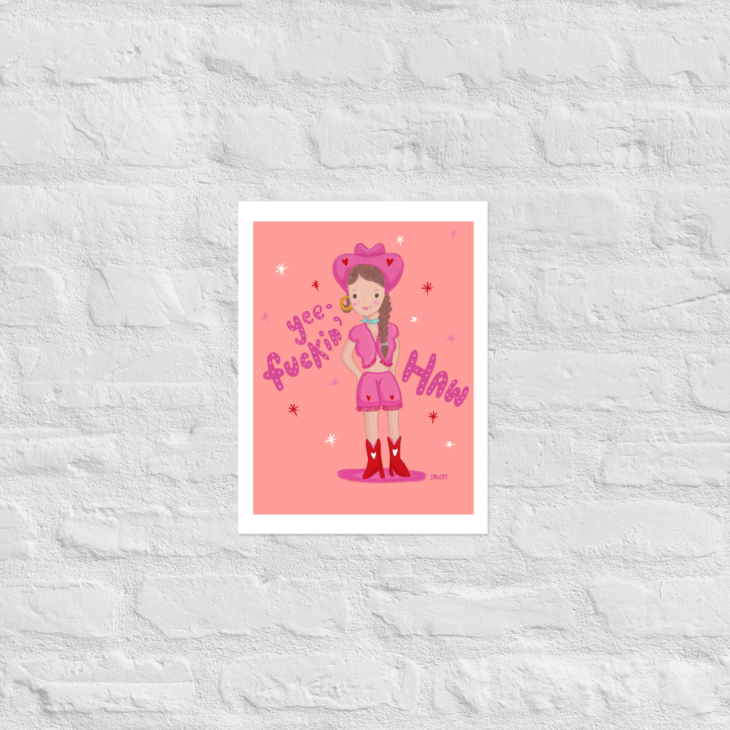 Yee-Fuckin'-Haw Cowgirl Matte Art Poster Print