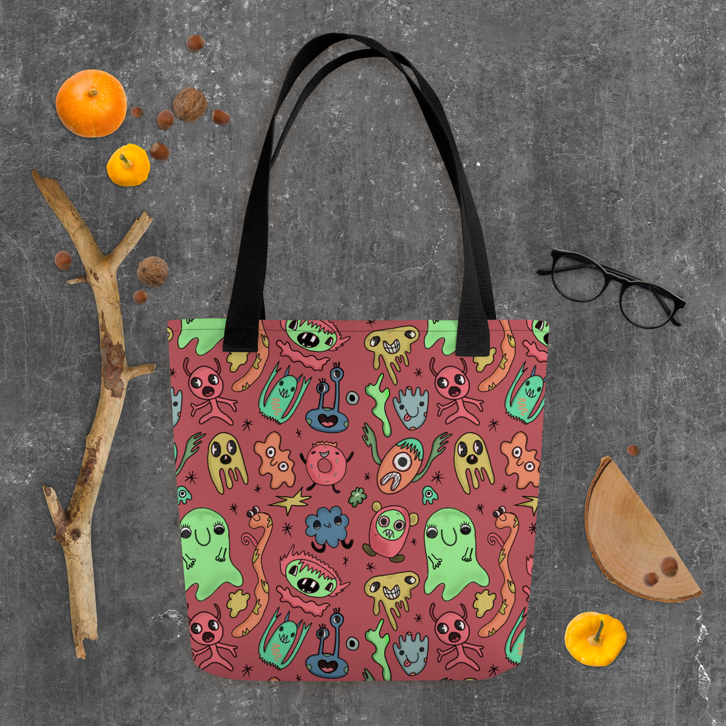 Monster Madness Pattern Tote Bag