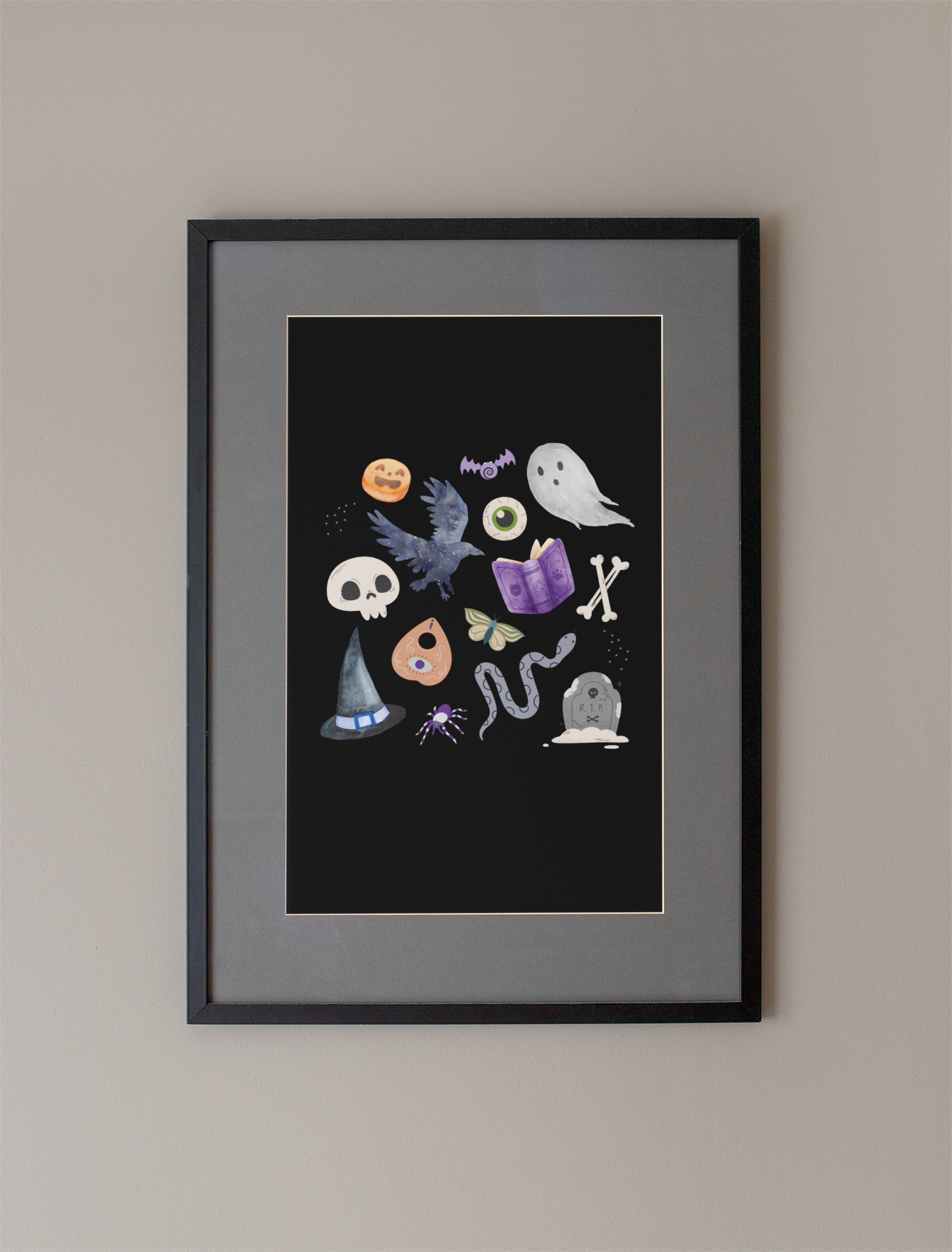 Spooky Things Black Matte Poster