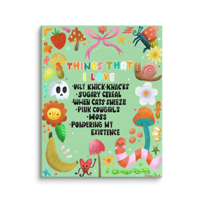 Things That I Love 8x10 Canvas Wall Art